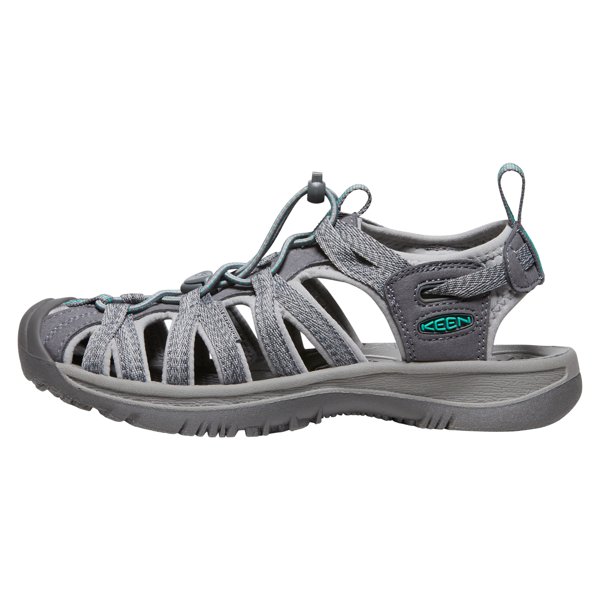 Keen Women's Whisper Closed Toe Sandals (Medium Grey/Peacock Green)