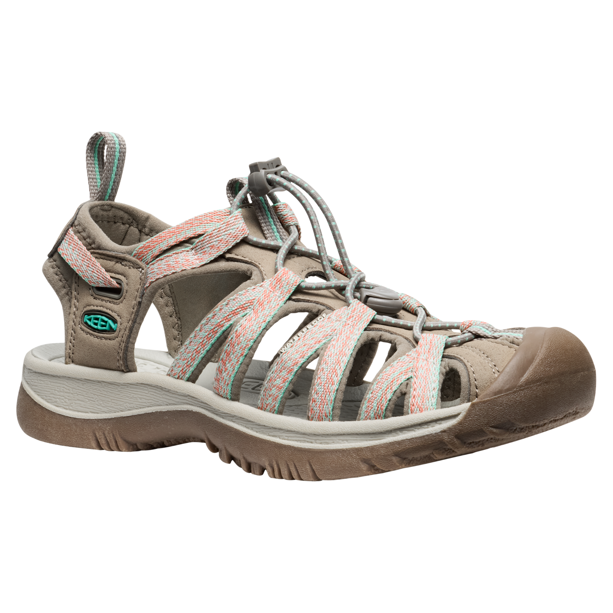 Keen Women's Whisper Closed Toe Sandals (Taupe/Coral)