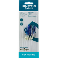 Load image into Gallery viewer, Kinetic Sabiki Hokkai Mackerel 4 Hook Rig (#5)(Blue Flash)