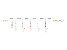 Load image into Gallery viewer, Kinetic Sabiki Nordic Mackerel 5 Hook Rig (#1/0)(Chartreuse/Crystal Flash)