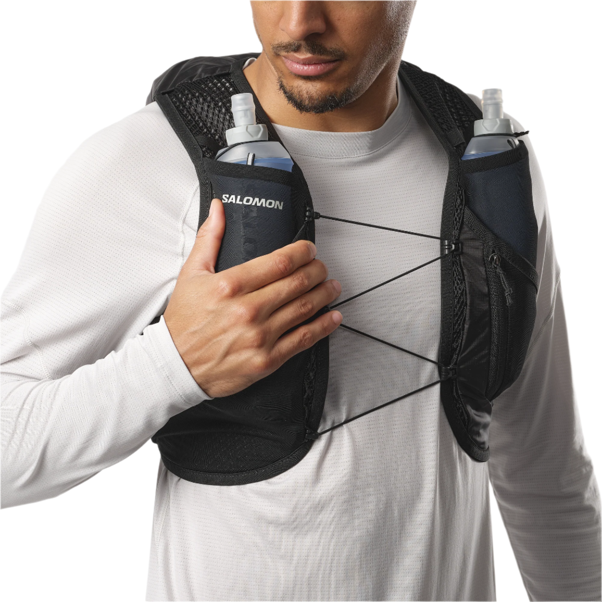 Salomon Unisex Active Skin 8L Running Vest Set (Black/Metal)