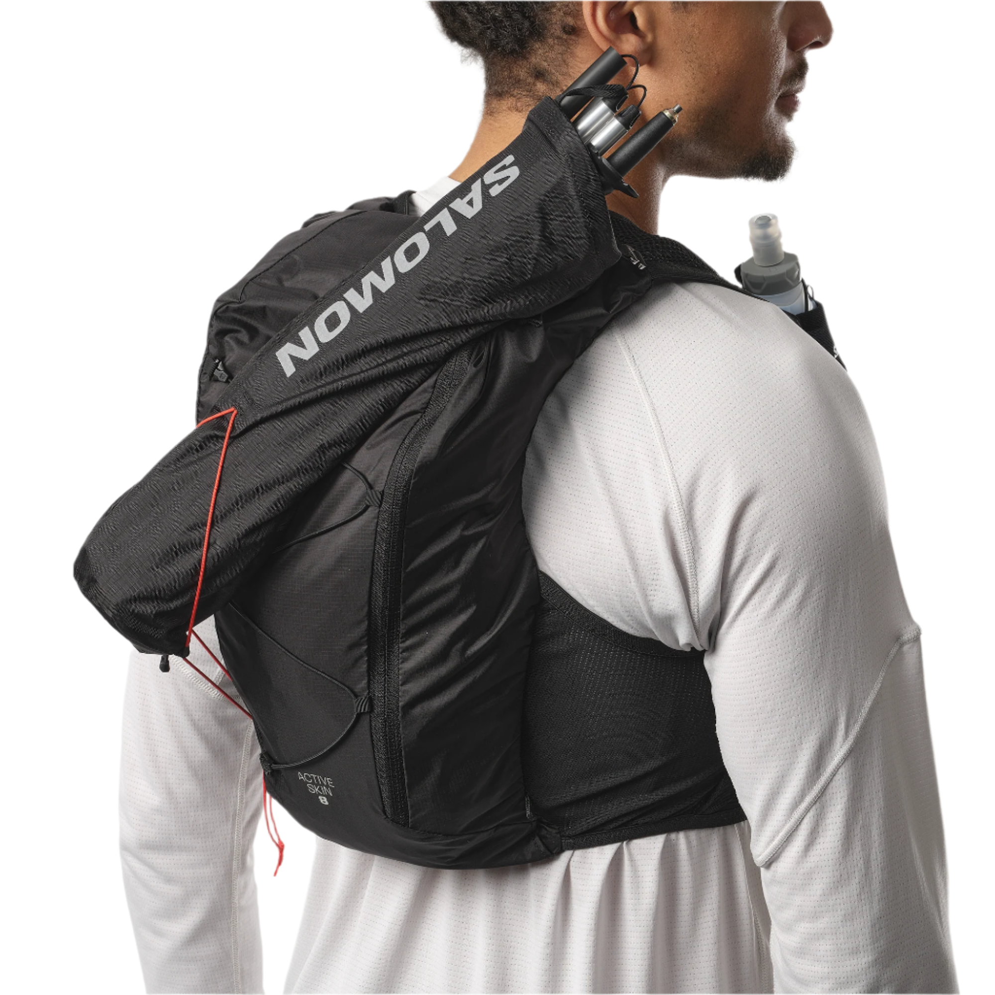Salomon Unisex Active Skin 8L Running Vest Set (Black/Metal)