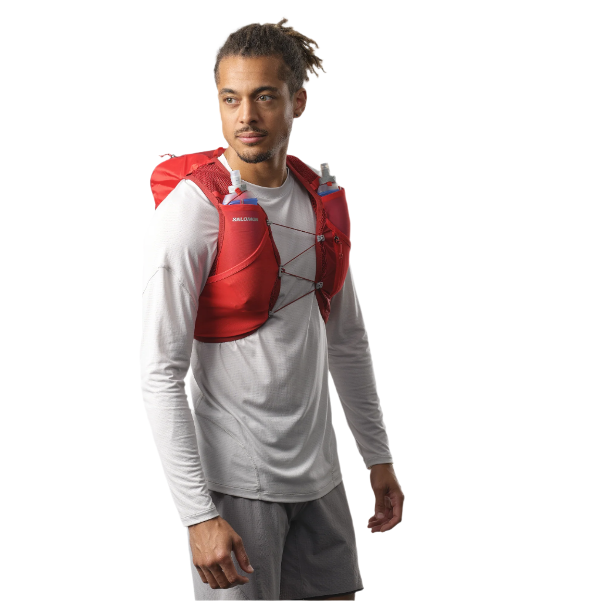 Salomon Unisex Active Skin 8L Running Vest Set (Red Dahlia/High Risk Red)