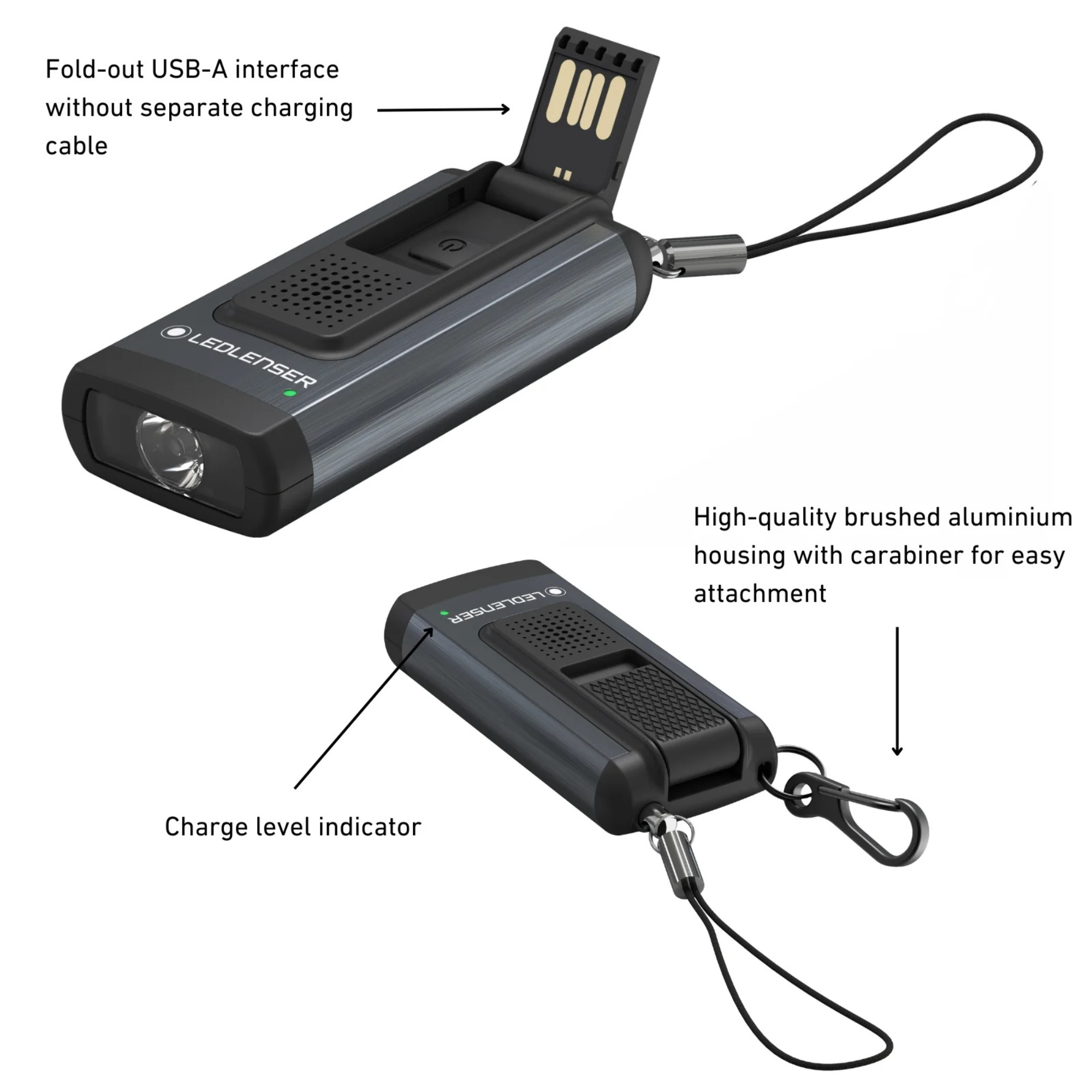 Ledlenser K6R Safety Rechargable LED Keyring Torch (Grey)