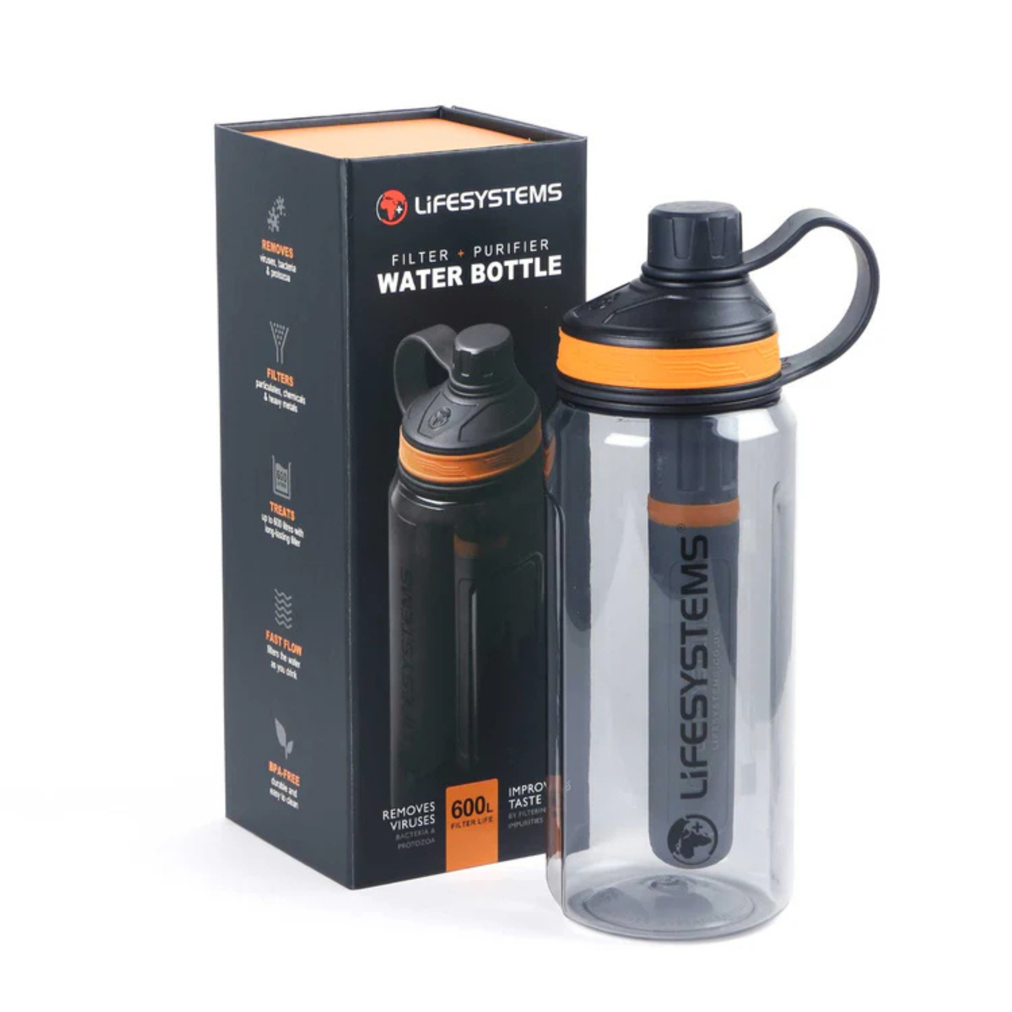 Lifesystems Water Filter & Purifier Bottle (1L)(Grey)