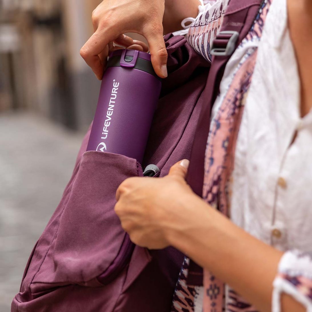 Lifeventure Flip Top Thermal 300ml Travel Mug (Matt Purple)
