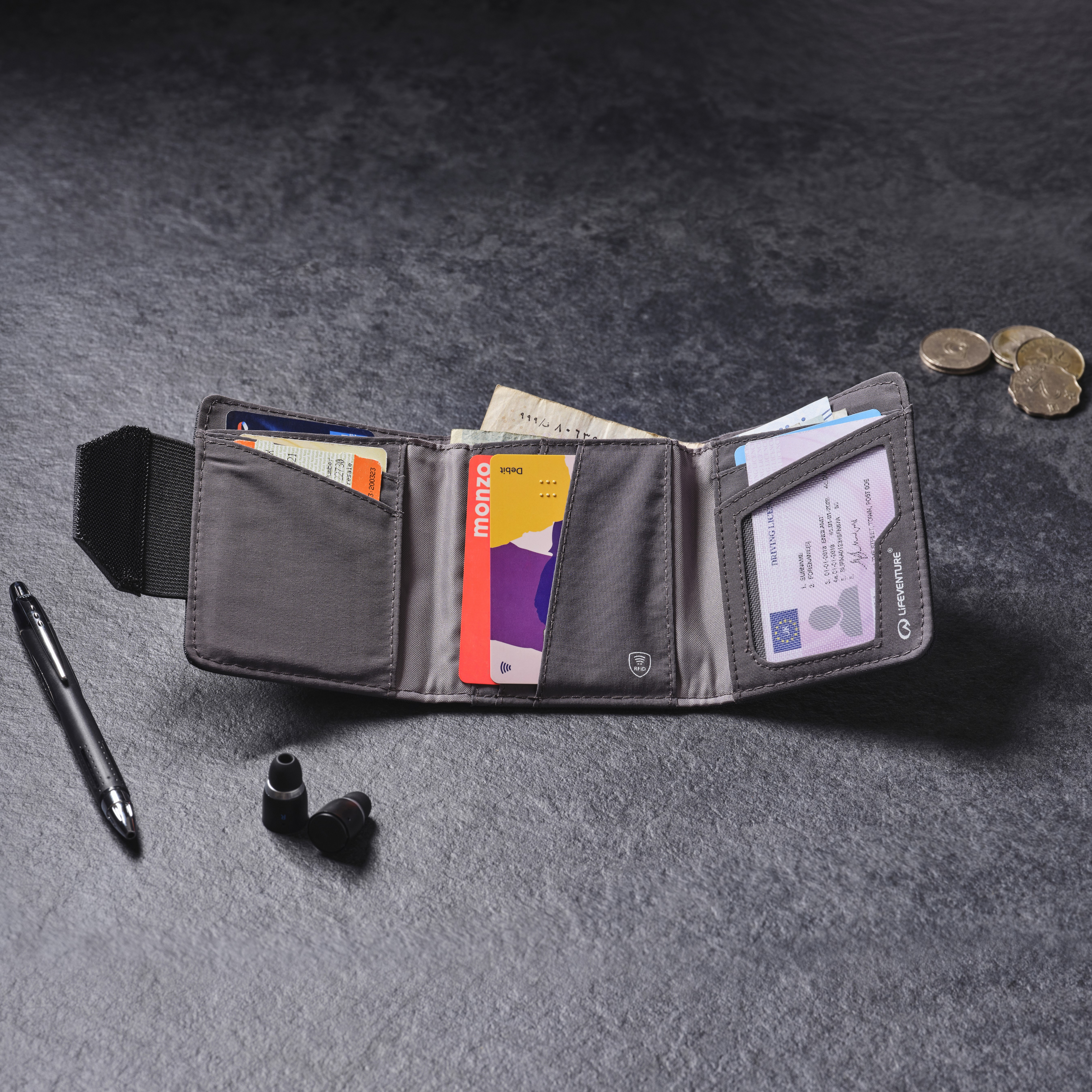Lifeventure RFiD Recycled Wallet (Grey)