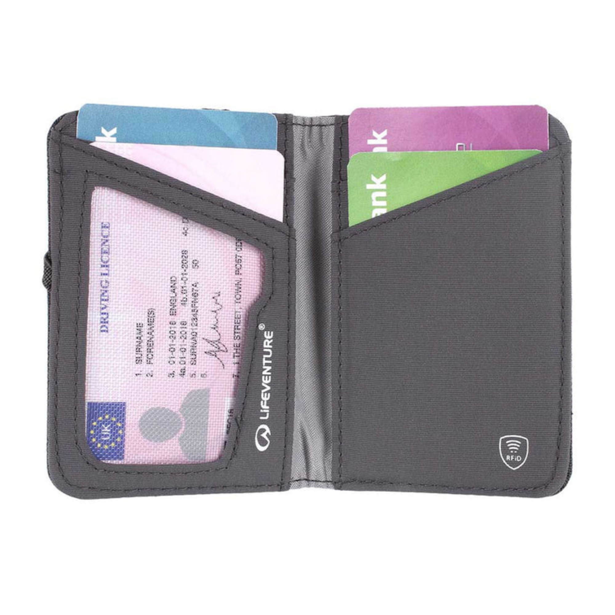 Lifeventure RFiD Recycled Card Wallet (Grey)