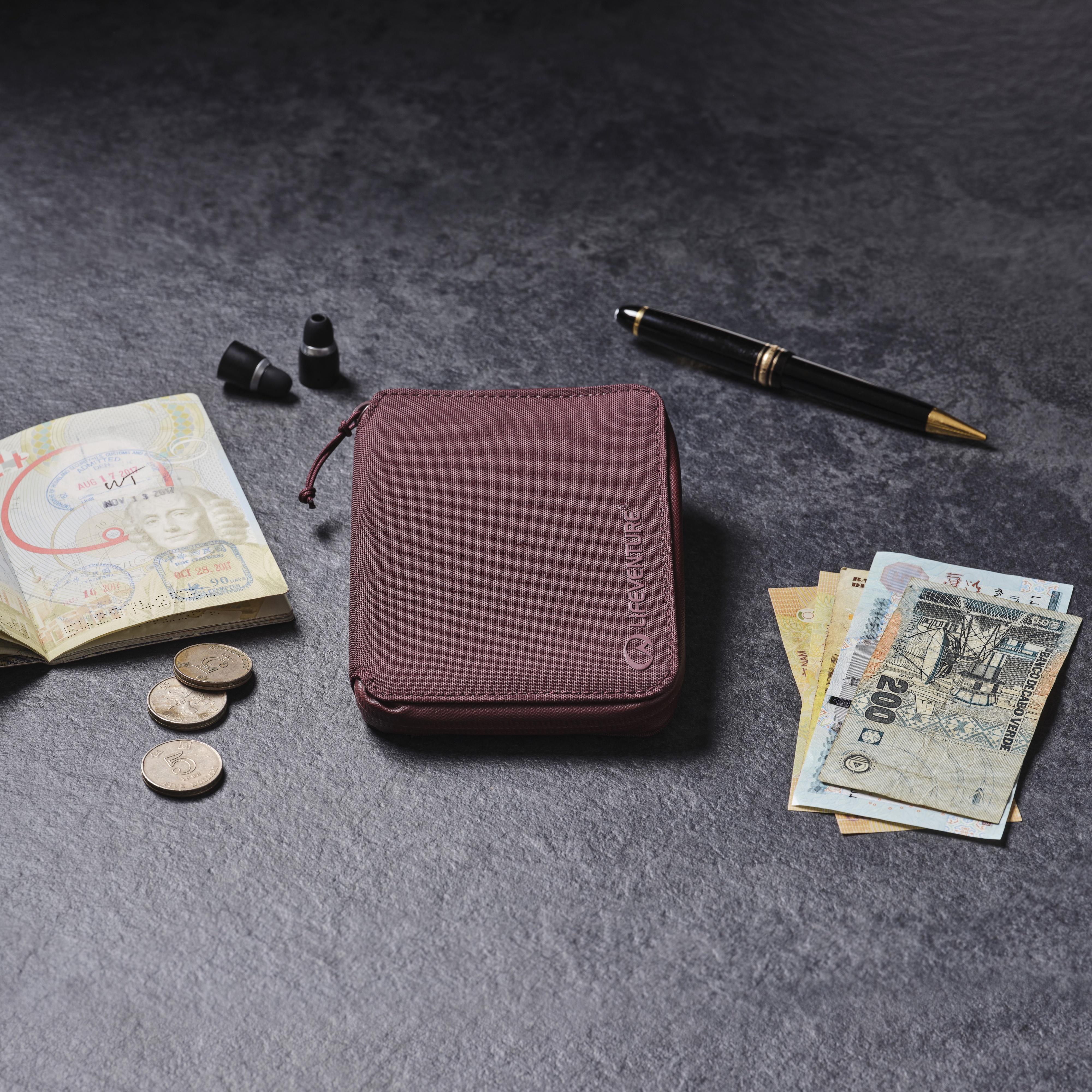 Lifeventure RFiD Recycled Mini Travel Wallet (Plum)
