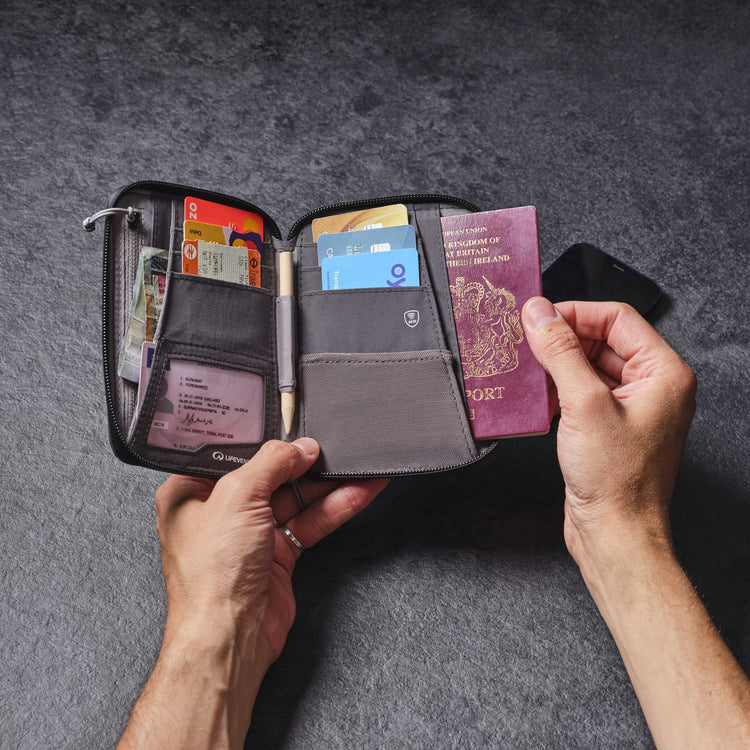 Lifeventure RFiD Recycled Mini Travel Wallet (Grey)