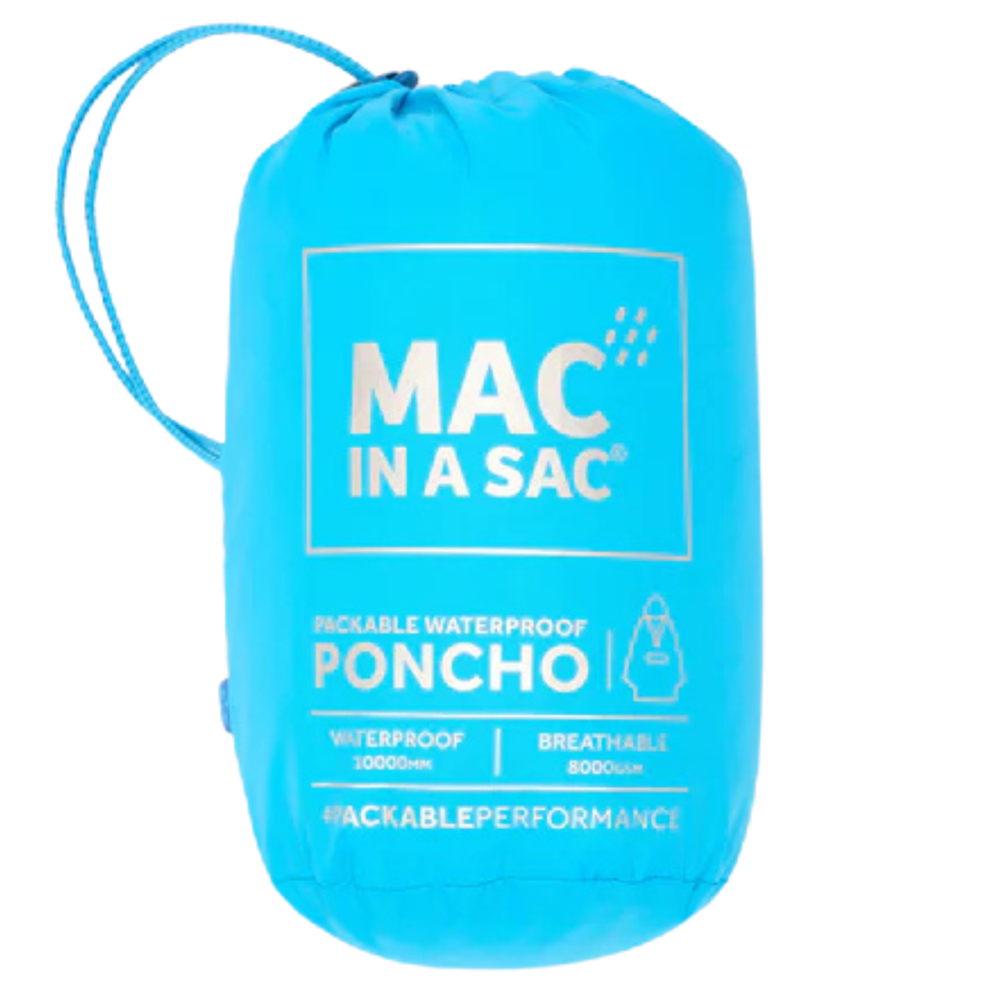 Mac-In-A-Sac Unisex Waterproof Poncho (Neon Blue)