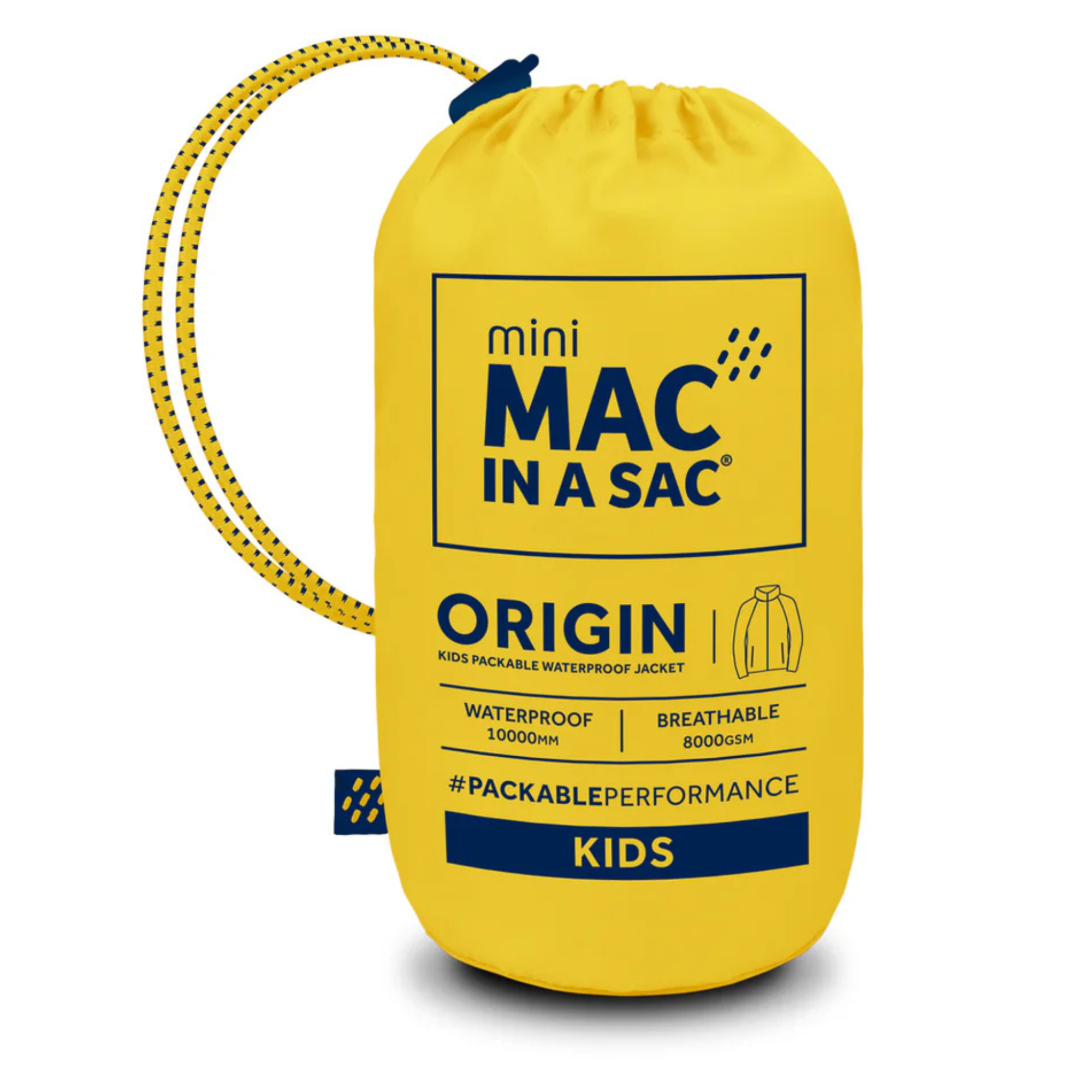 Mac In A Sac Kids Origin 2 Waterproof Jacket (Yellow)(Ages 2-13)