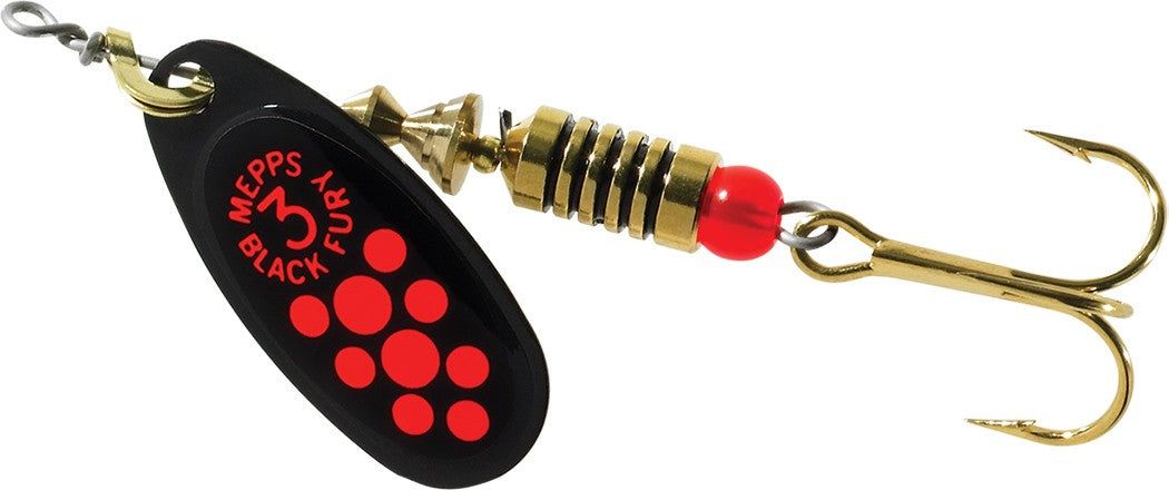 Mepps Black Fury Spinning Metal Lure (6.5g/Size 3)(Black/Orange)