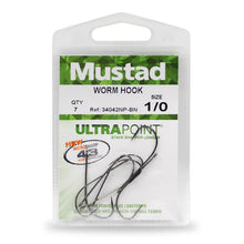 Load image into Gallery viewer, Mustad Worm Hooks (Size 2/0)(25 Pack)(Black Nickel)