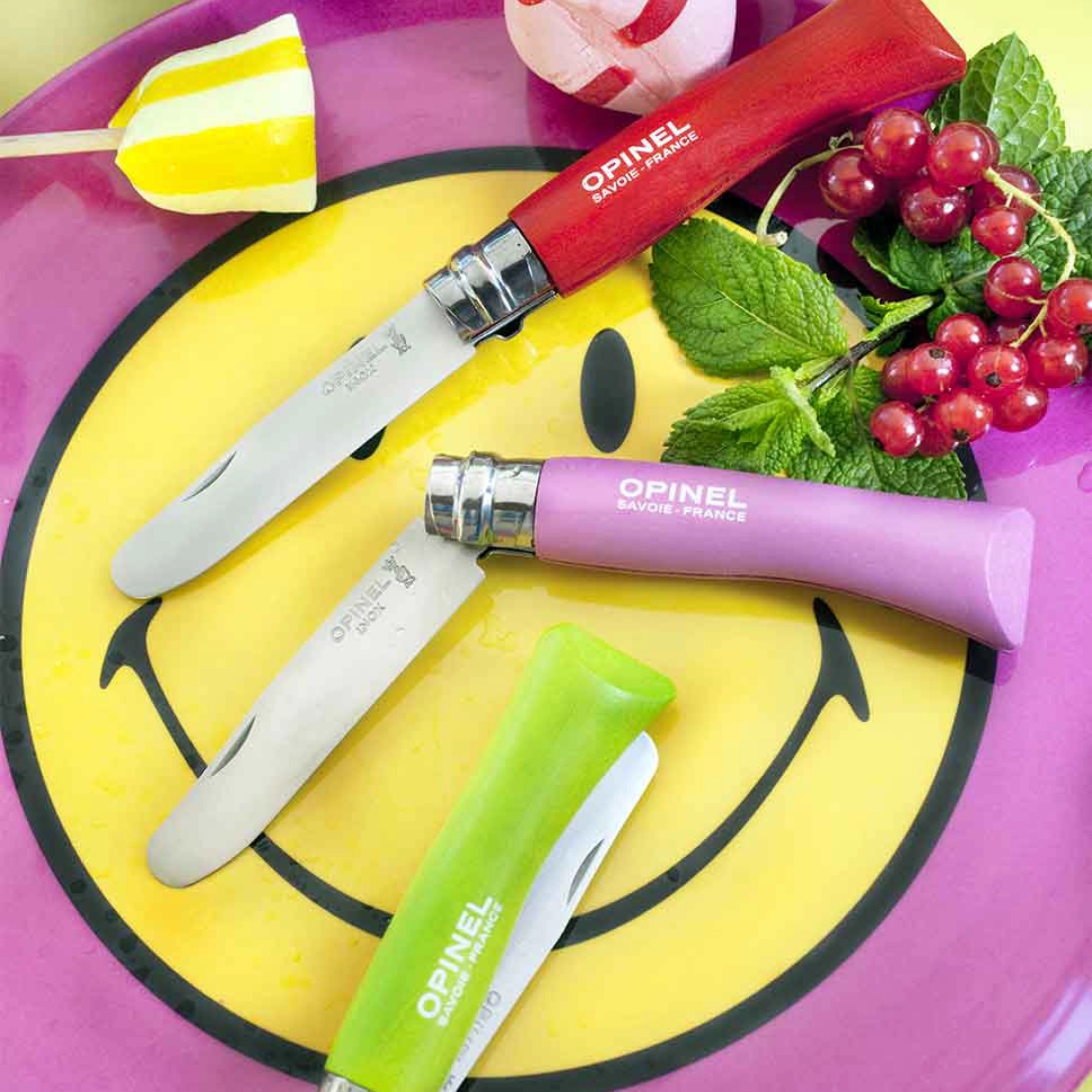 My First Opinel Kids #7 Stainless Steel Round Ended Knife (Fuchsia)