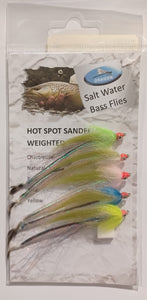 Dragon Hot Spot Sandeels Salt Water Bass Flies (5 Pack)