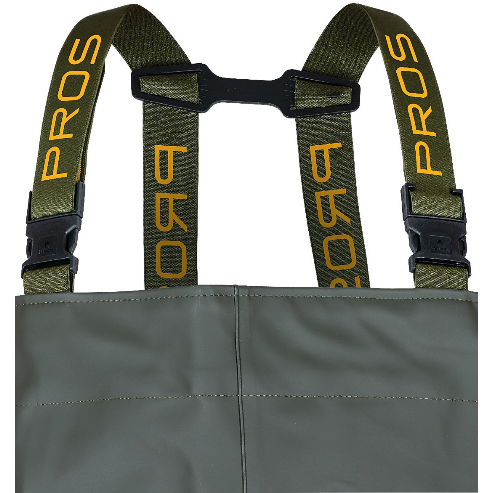 Pros Unisex PVC/Polyester Bootfoot Cleated Chest Waders (Olive Green)