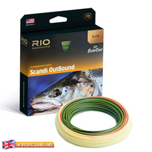 Load image into Gallery viewer, RIO Elite Scandi Outbound Switch Fly Line (#8/Floating/110ft)(Dark Green/Orange/Yellow)