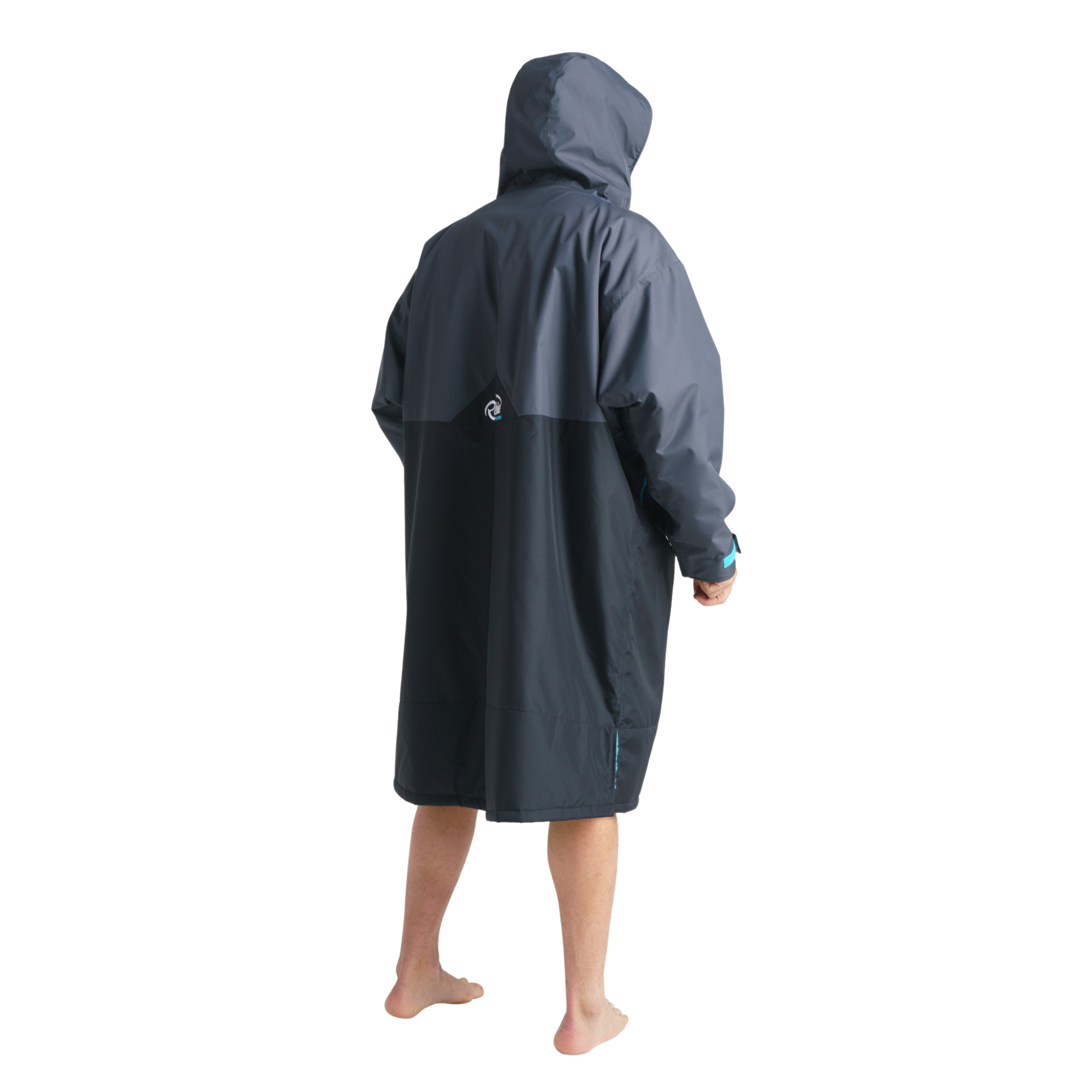 Robie Unisex Dry Series Recycled Long Sleeve Hardshell Changing Robe (Black/Charcoal/Blue Atoll)