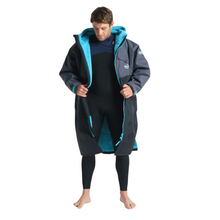 Load image into Gallery viewer, Robie Unisex Dry Series Recycled Long Sleeve Changing Robe (Black/Charcoal/Blue Atoll)