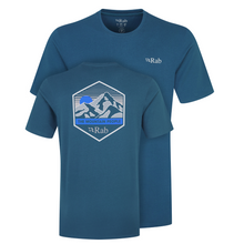 Load image into Gallery viewer, Rab Men's Stance Mountain Peak Organic Cotton Short Sleeve Tee (Tempest Blue)