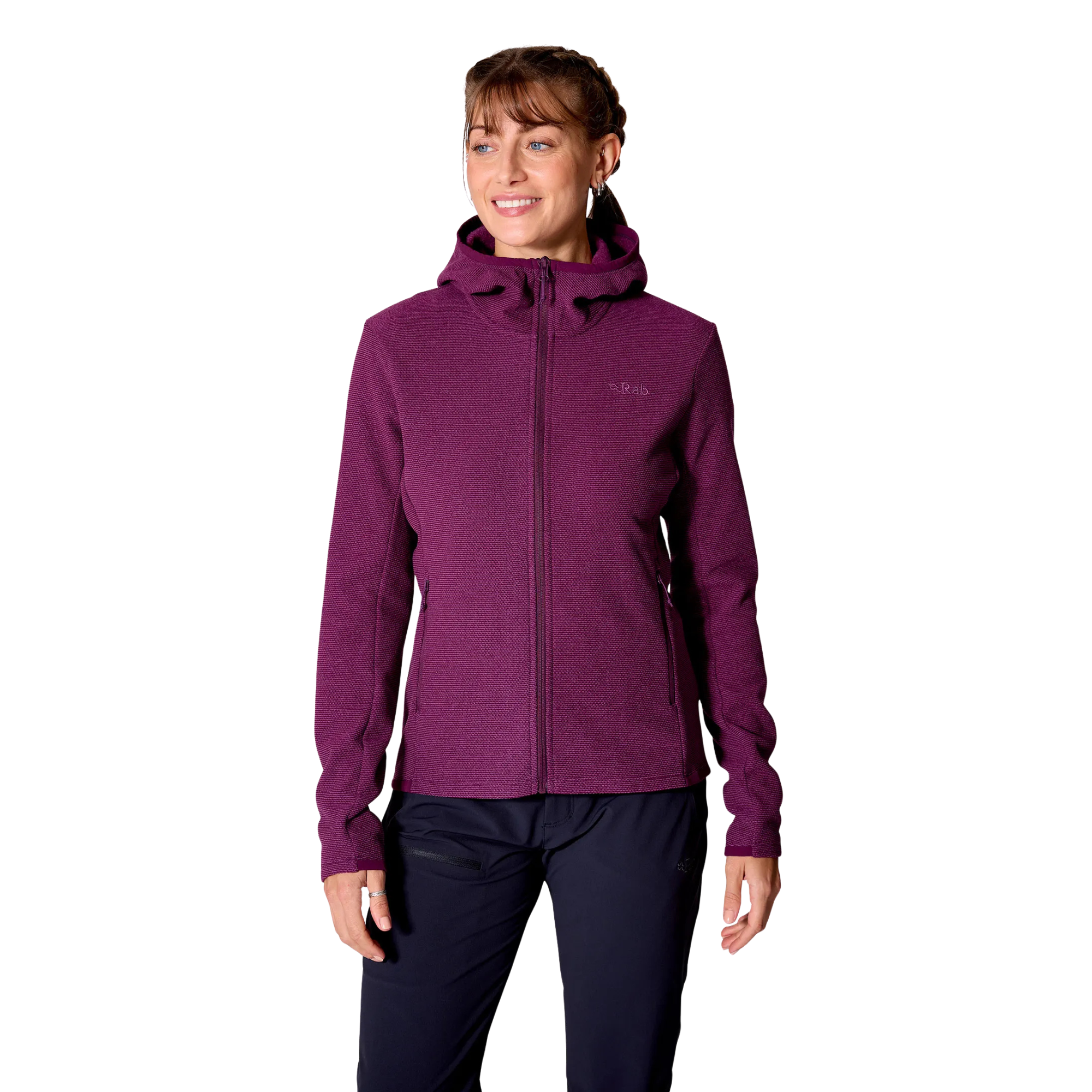 Rab Women's Stavel Hooded Full Zip Fleece (Mulberry)