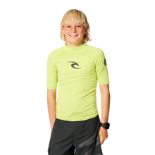 Load image into Gallery viewer, Rip Curl Junior Waves UPF50 Short Sleeve Rash Vest (Lime)(Sizes UK8-16)