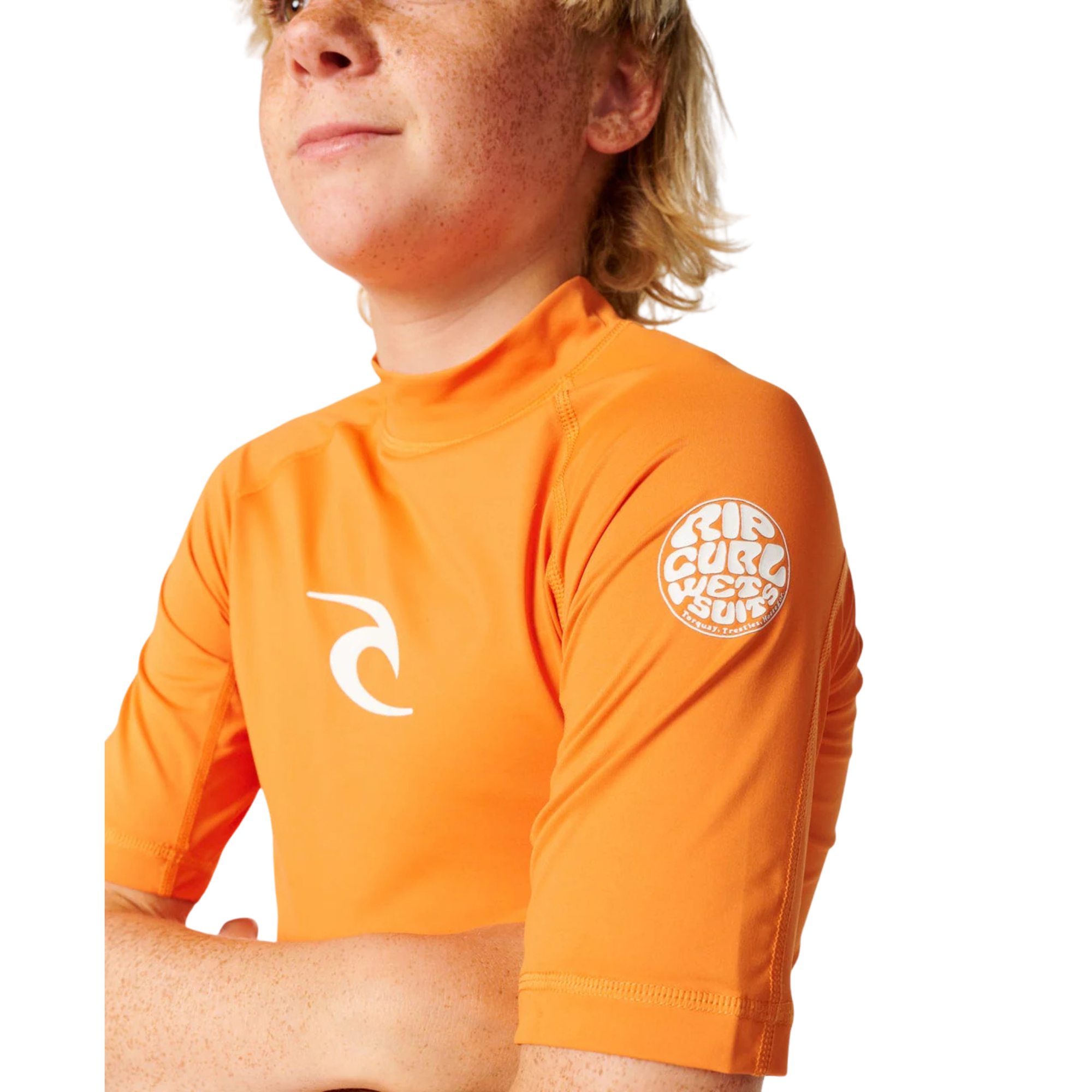 Rip Curl Junior Waves UPF50 Short Sleeve Rash Vest (Vitamin C)(Sizes UK8-16)