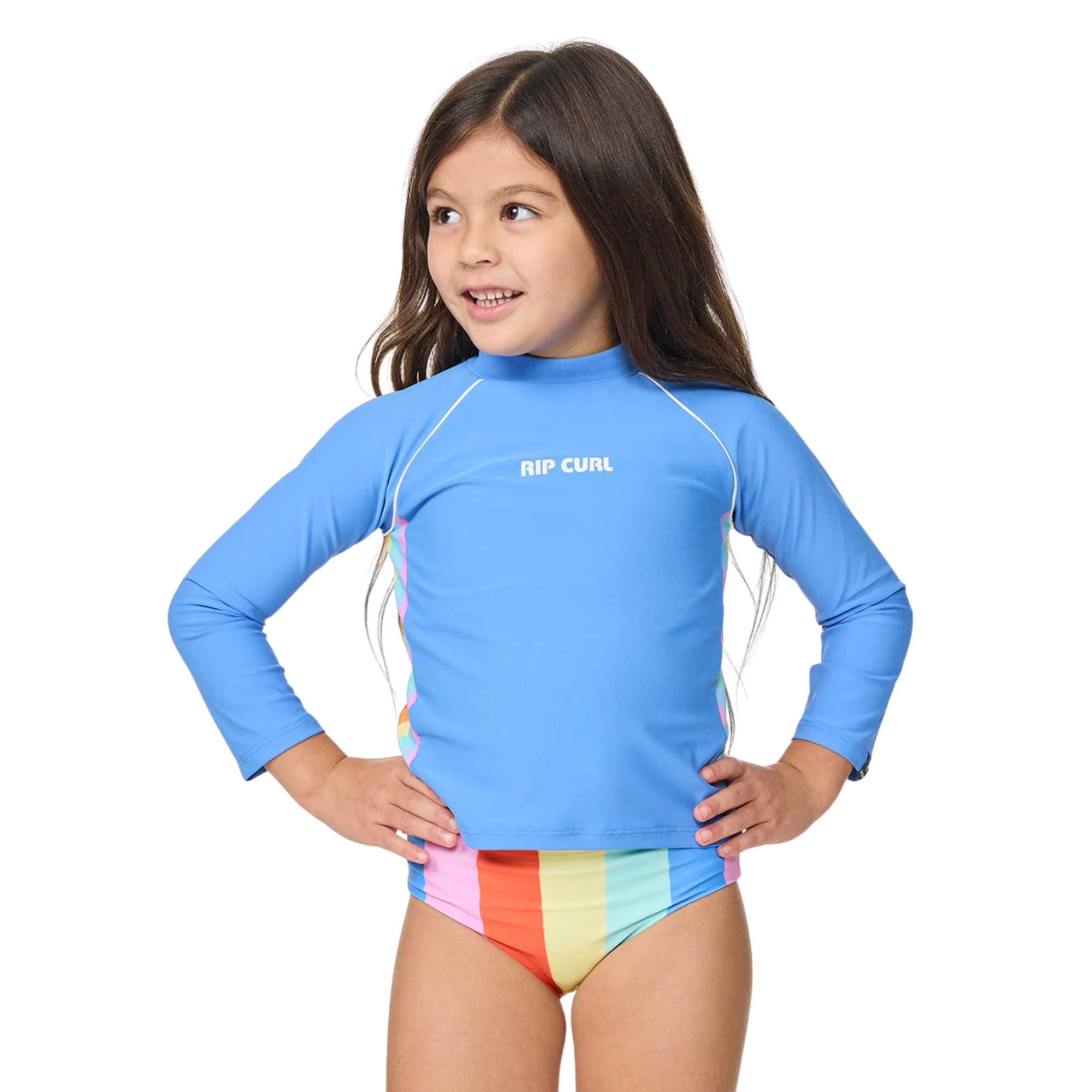 Rip Curl Kids Sunshine Revival UPF50 Long Sleeve Rash Vest (Cornflower Blue)(Ages 1-8)