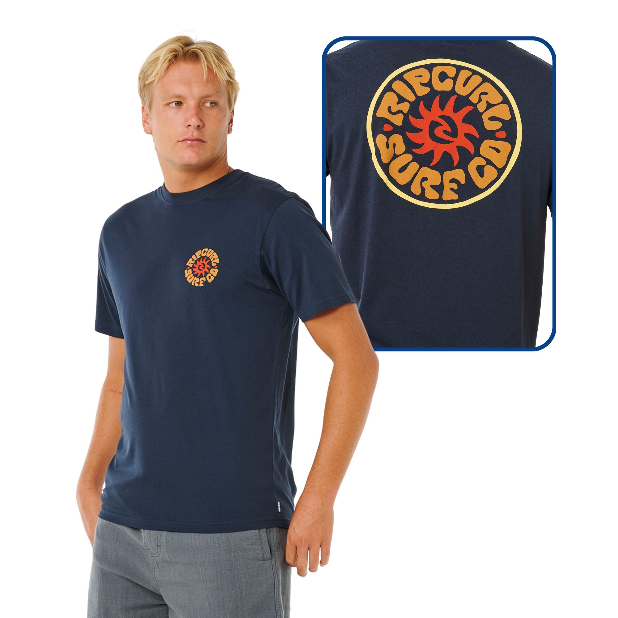 Rip Curl Men's Pacific Rinse Circle Short Sleeve Tee (Dark Navy)