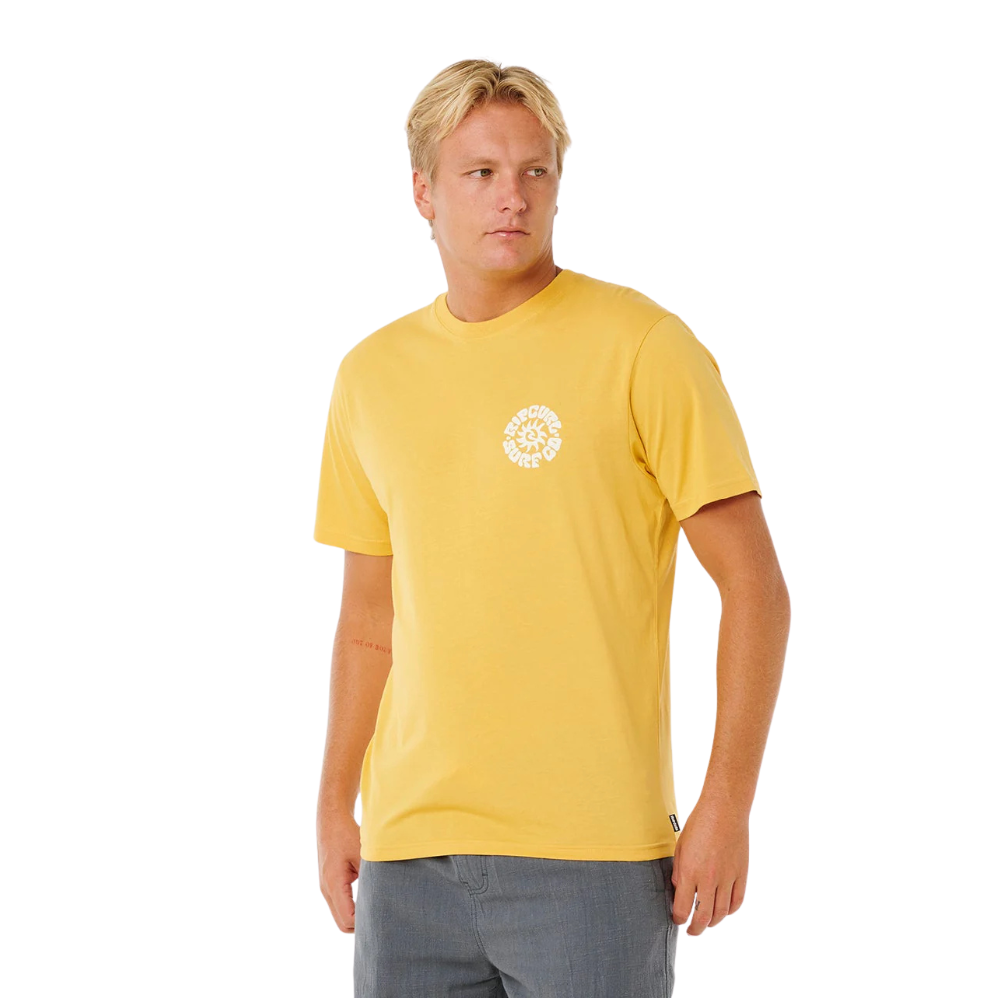 Rip Curl Men's Pacific Rinse Circle Short Sleeve Tee (Ochre)