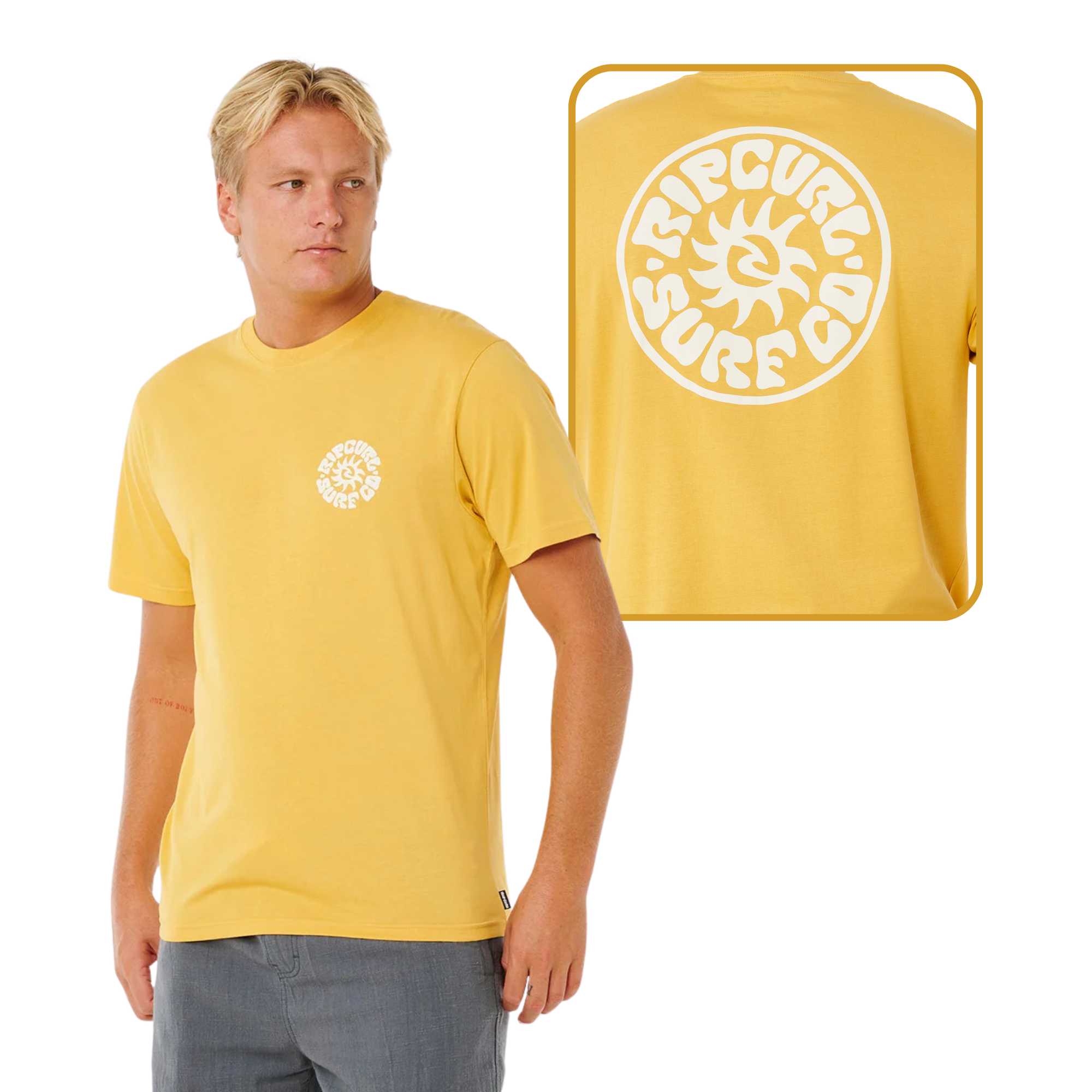 Rip Curl Men's Pacific Rinse Circle Short Sleeve Tee (Ochre)