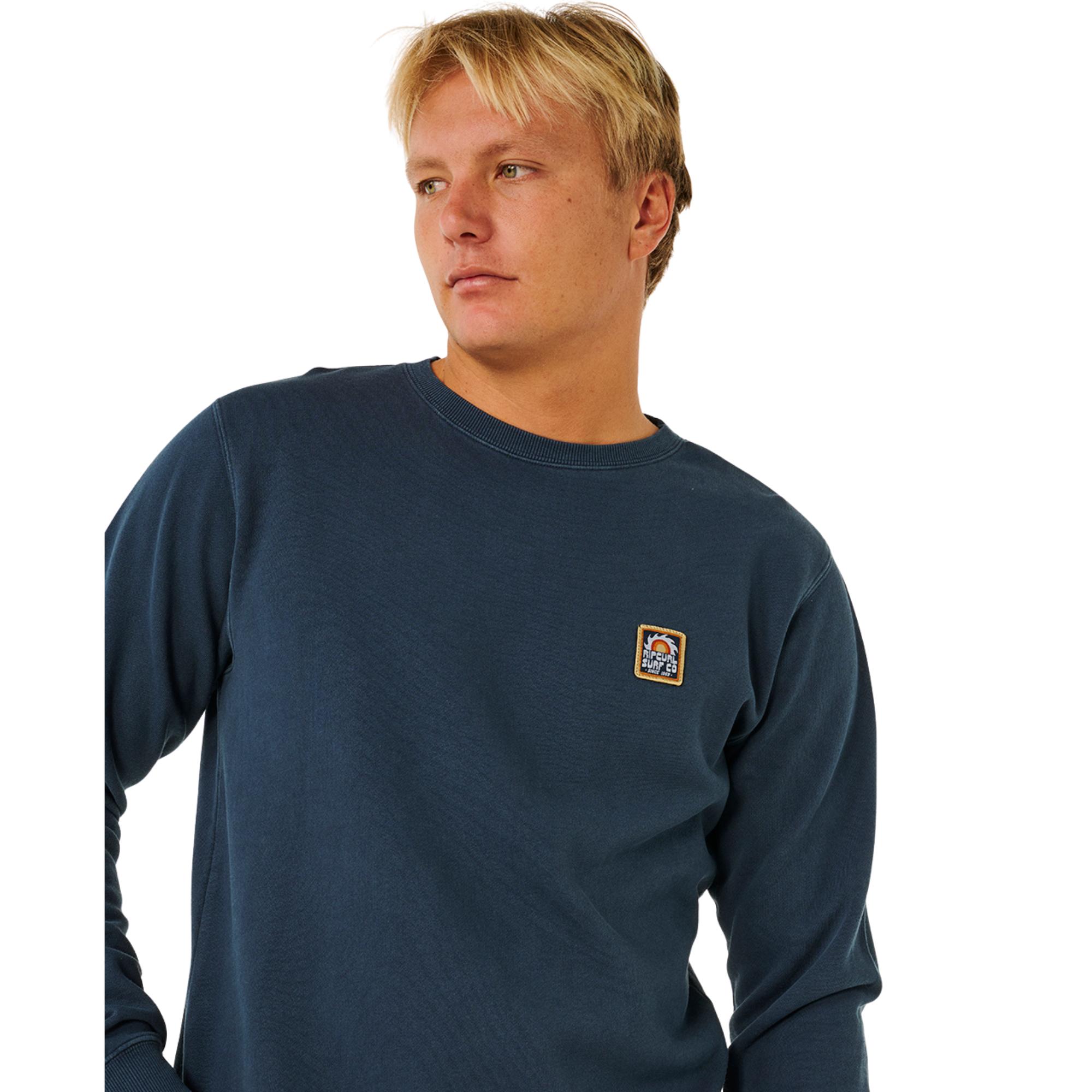 Rip Curl Men's Pacific Rinse Patch Crew Neck Sweatshirt (Dark Navy)