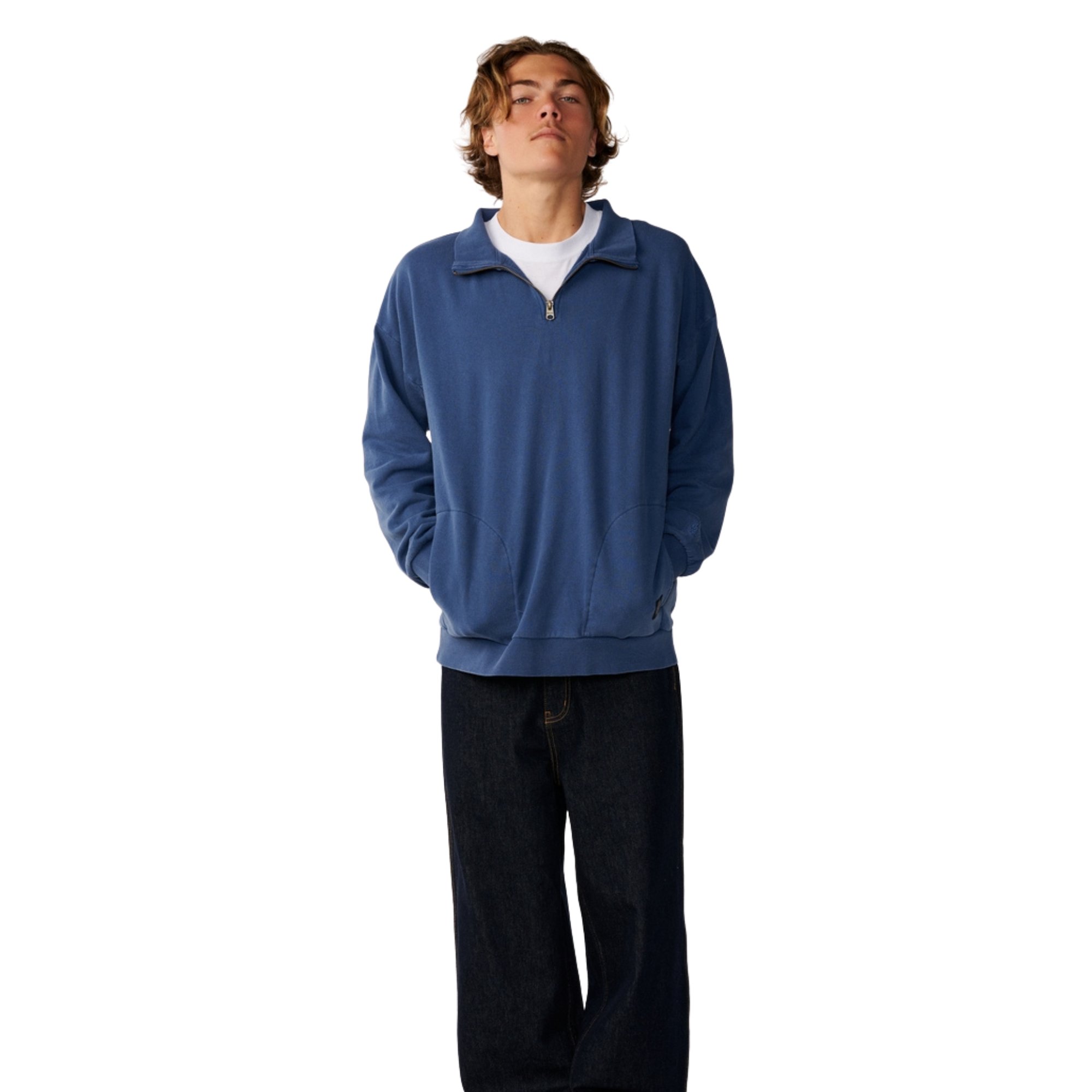 Rip Curl Men's Premium Surf Quarter Zip Crew Fleece Light Navy 2359 0AOMFL