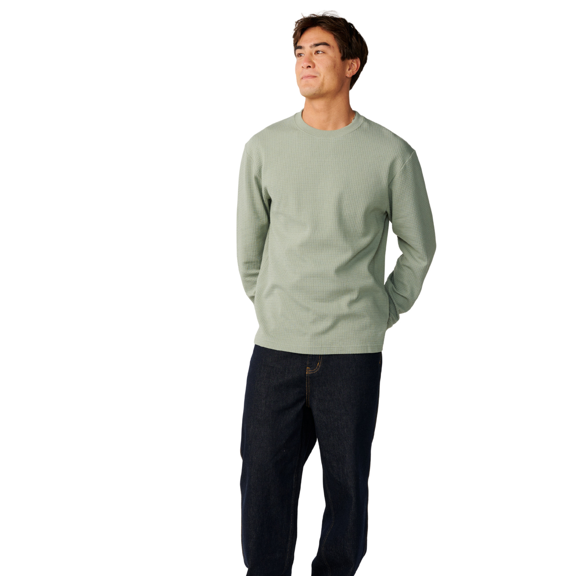 Rip Curl Men's Premium Surf Waffle Long Sleeve Tee Sweatshirt Sage 3396 13BMTE