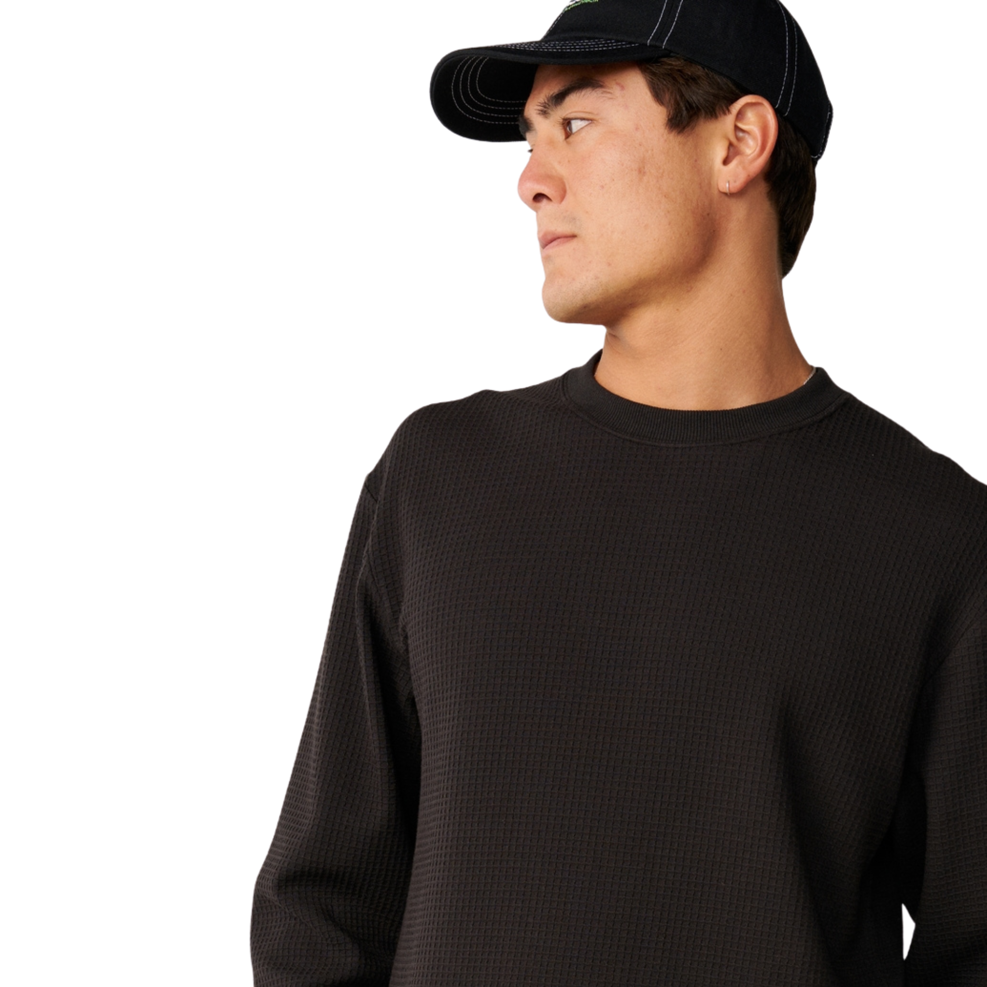 Rip Curl Men's Premium Surf Waffle Long Sleeve Tee Washed Black 8264 13BMTE