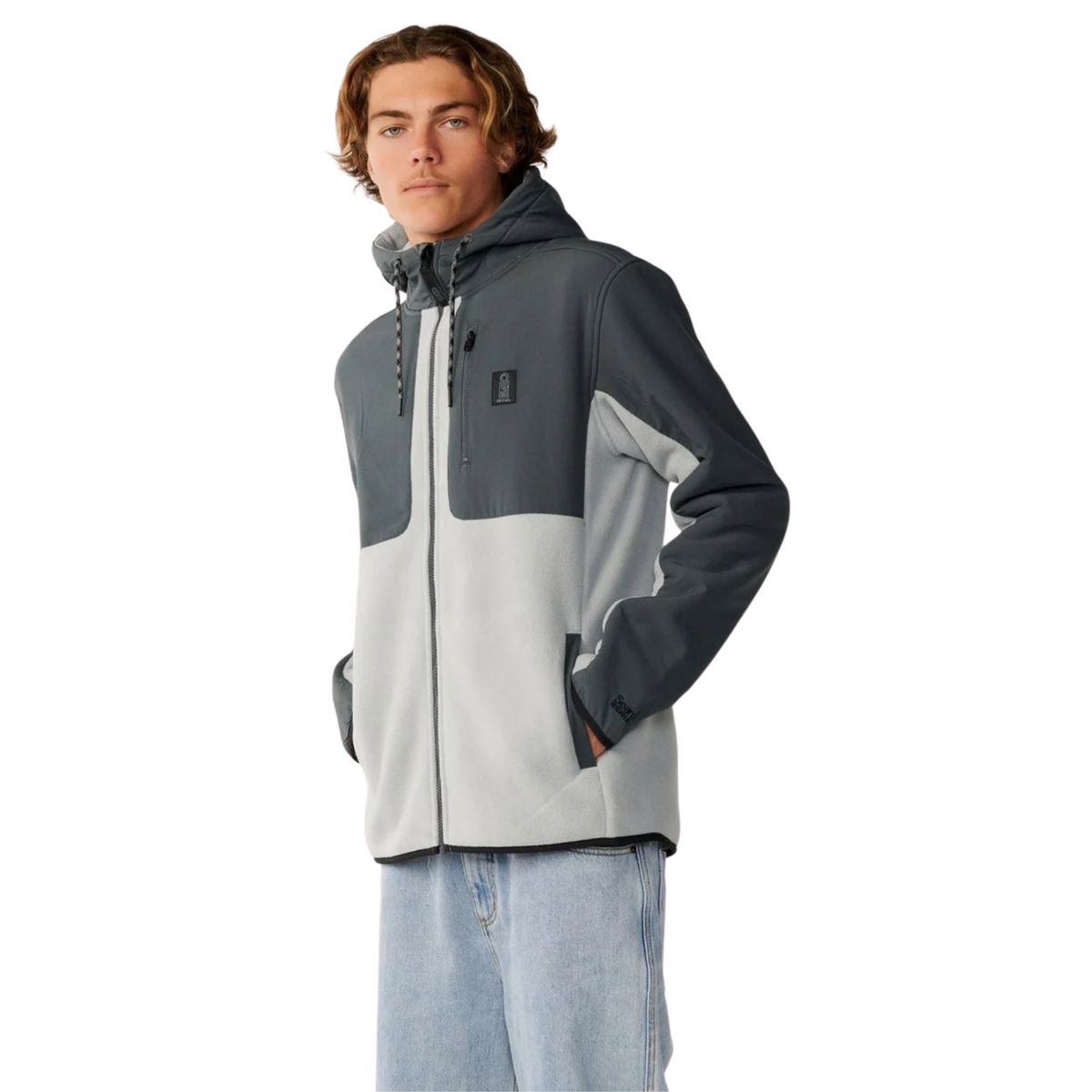 Rip Curl Men's Search Series Hooded Full Zip Fleece (Charcoal Grey)