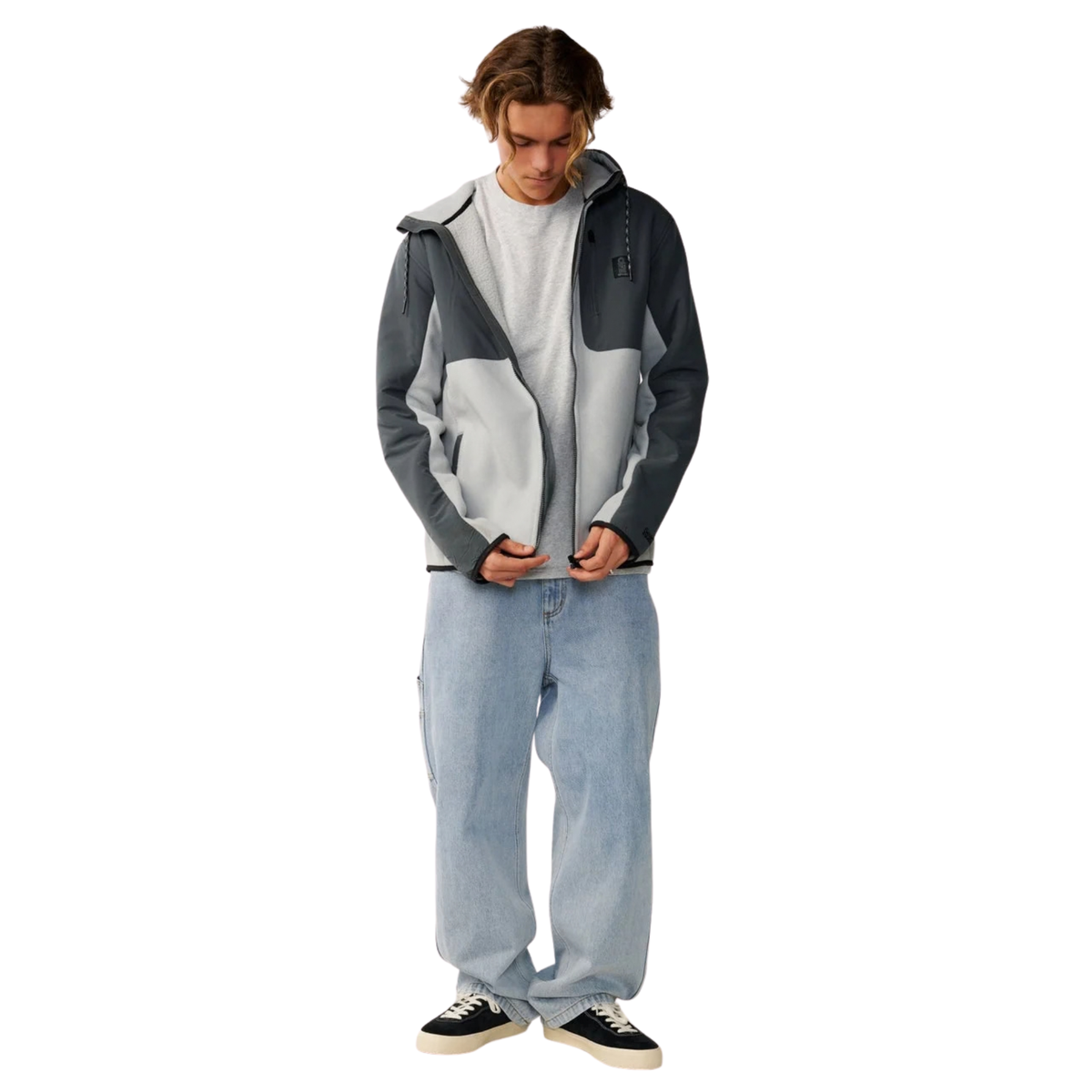 Rip Curl Men's Search Series Hooded Full Zip Fleece (Charcoal Grey)