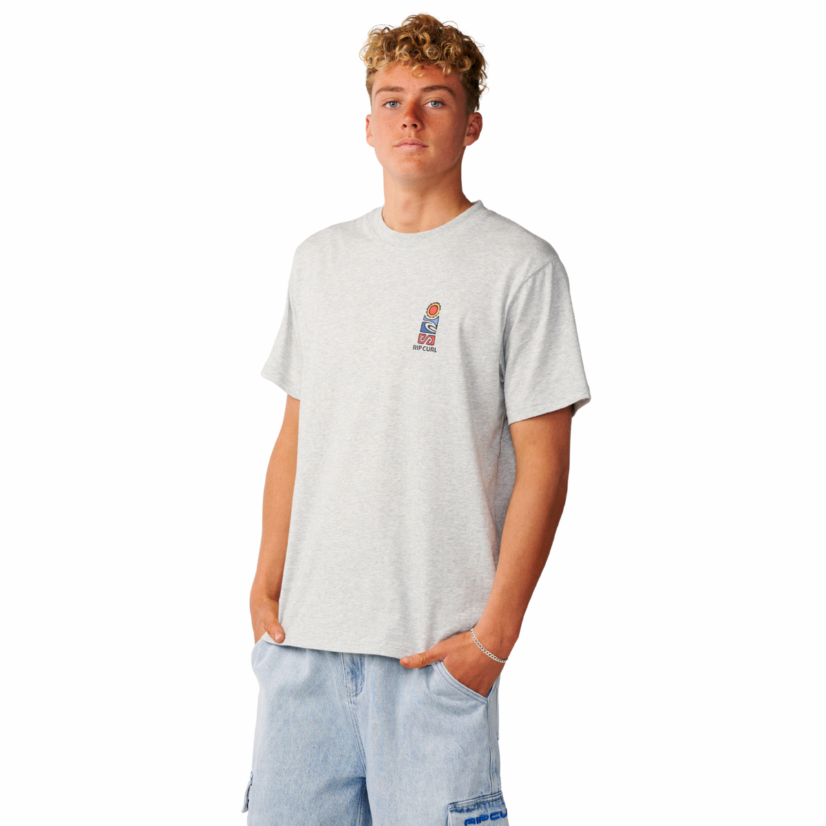 Rip Curl Men's Search Series Vaporcool Stack Short Sleeve Tee (Grey Marle)