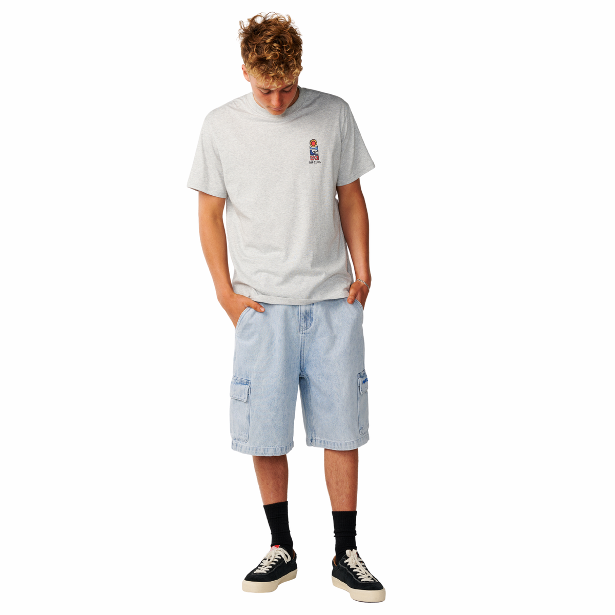 Rip Curl Men's Search Series Vaporcool Stack Short Sleeve Tee (Grey Marle)