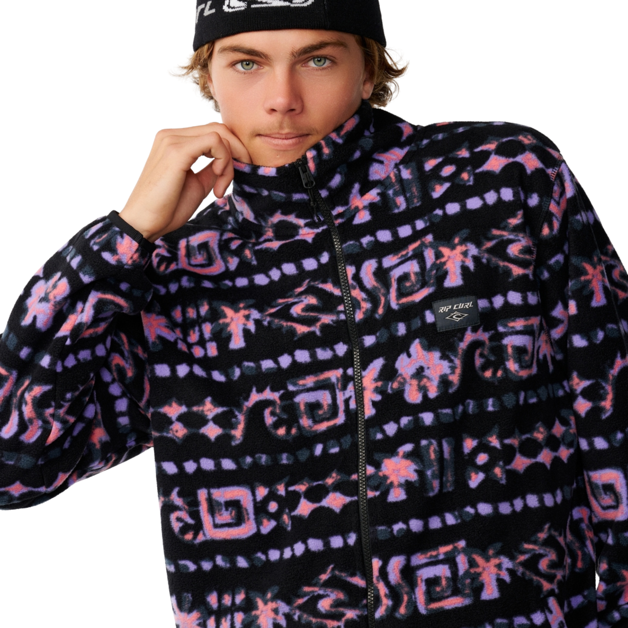 Rip Curl Men's Sessions Polar Full Zip Fleece Jacket Black 0090 0DOMFL