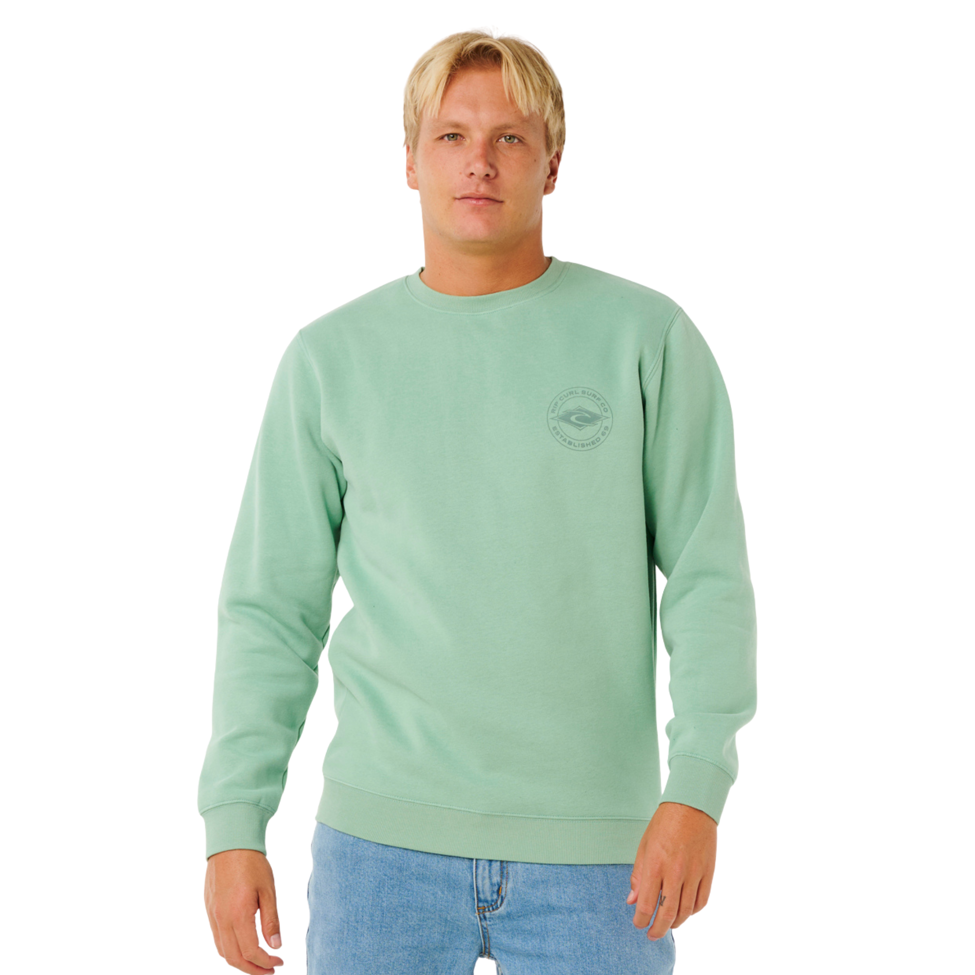 Rip Curl Men's Stapler Crew Neck Sweatshirt (Aloe)