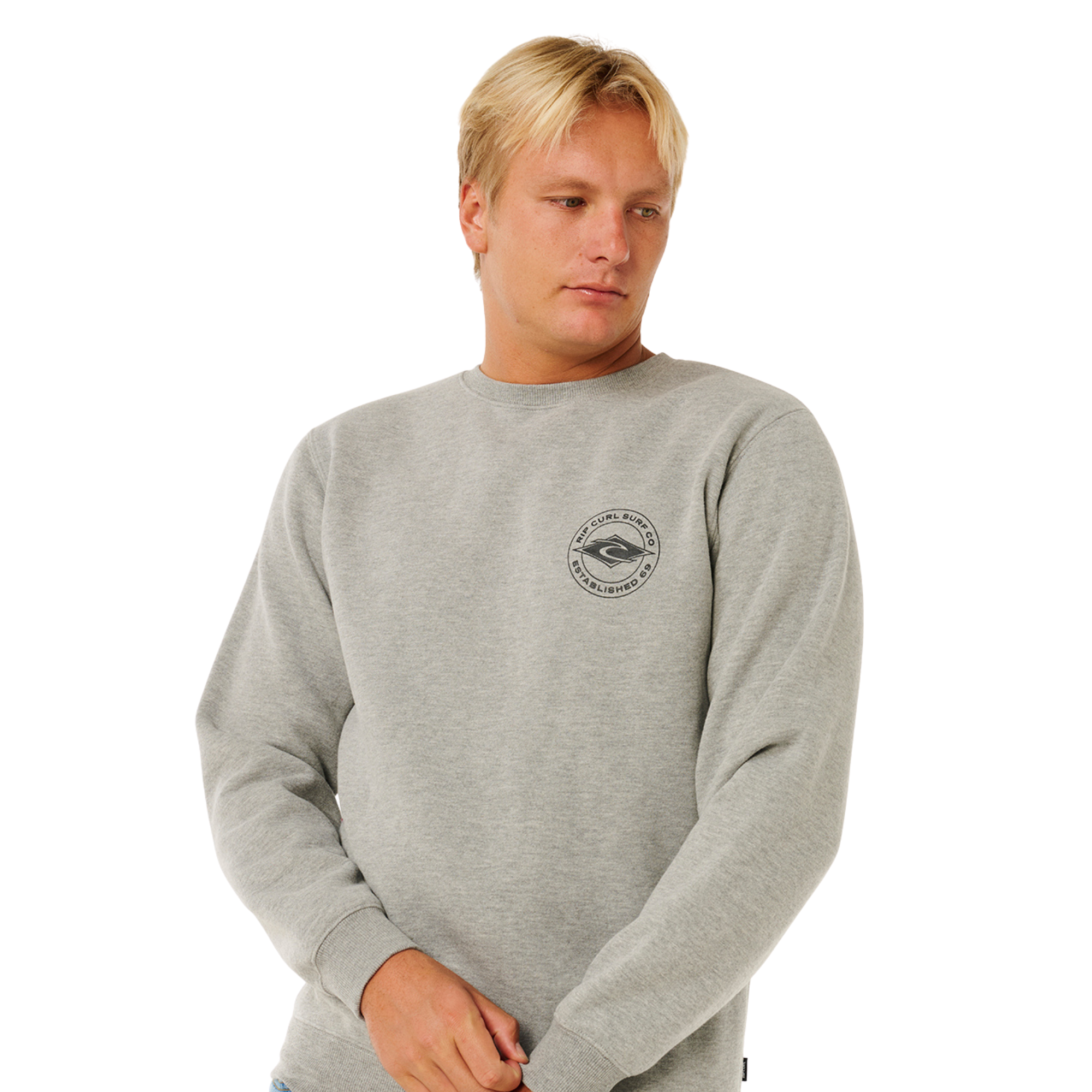 Rip Curl Men's Stapler Crew Neck Sweatshirt (Grey Marle)