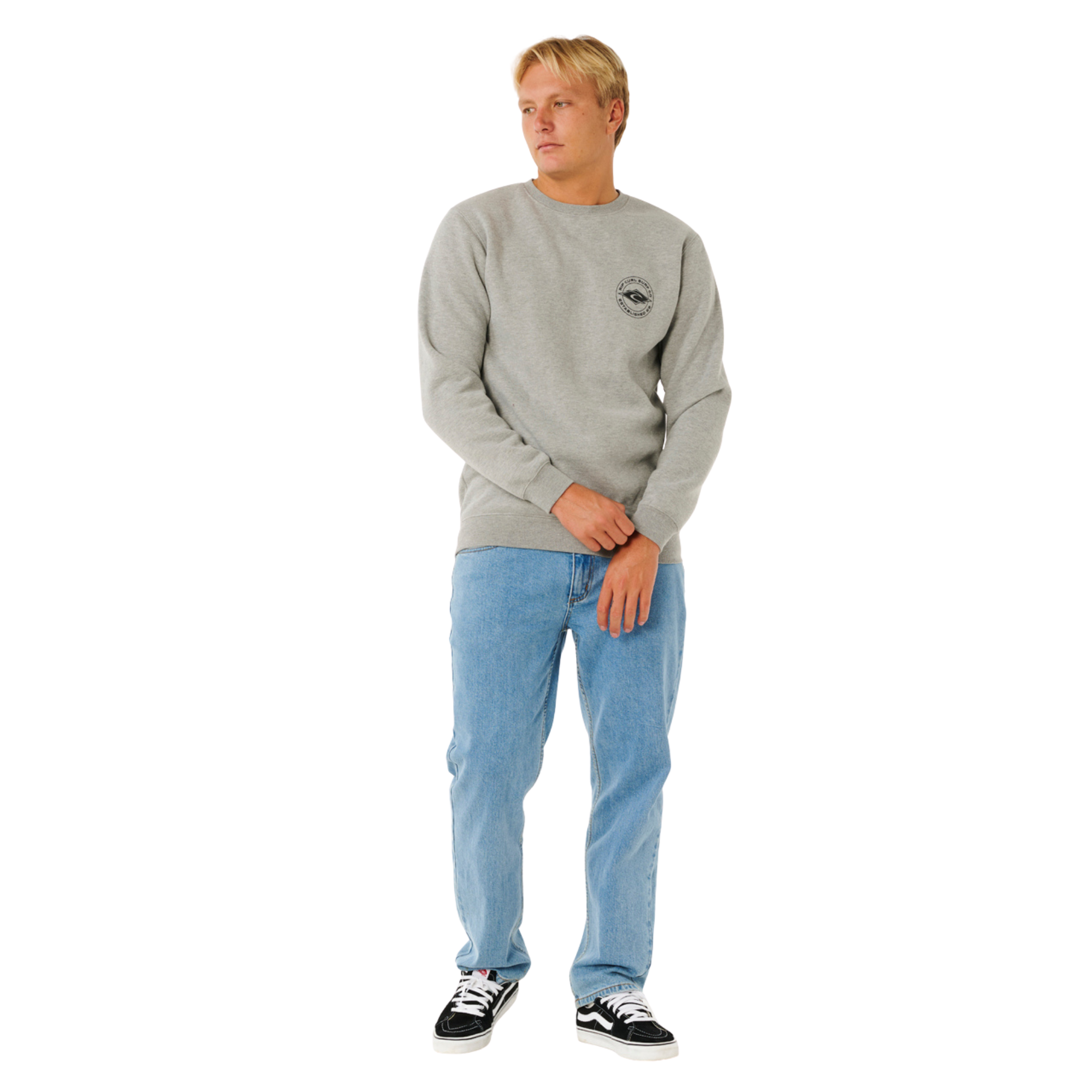 Rip Curl Men's Stapler Crew Neck Sweatshirt (Grey Marle)
