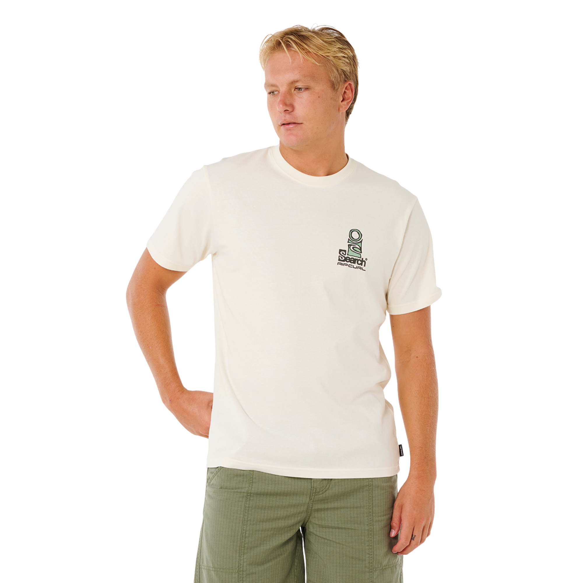 Rip Curl Men's Vaporcool Search Stack Short Sleeve Tee (Bone)