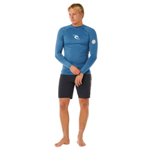 Load image into Gallery viewer, Rip Curl Men's Waves UPF50 Performance Long Sleeve Rash Vest (Bluefin)