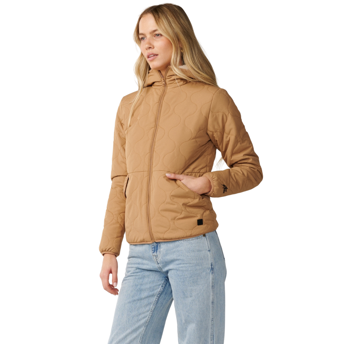 Rip Curl Women's Anti-Series Anoeta Classic Quilted Fleece Lined Jacket Brown 0009 03FWJA