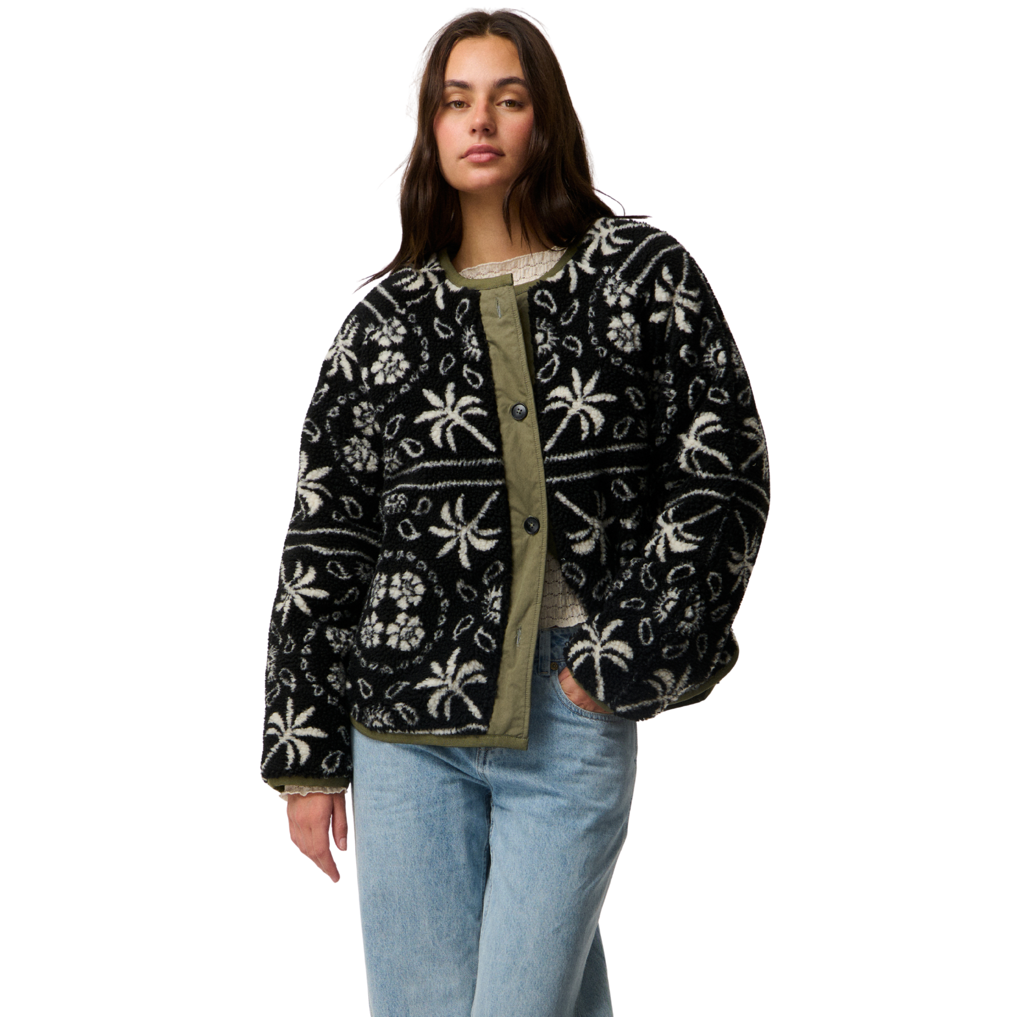 Rip Curl Women's Bossa Nova Reversible Fleece Jacket Military Green 0854 047WJA