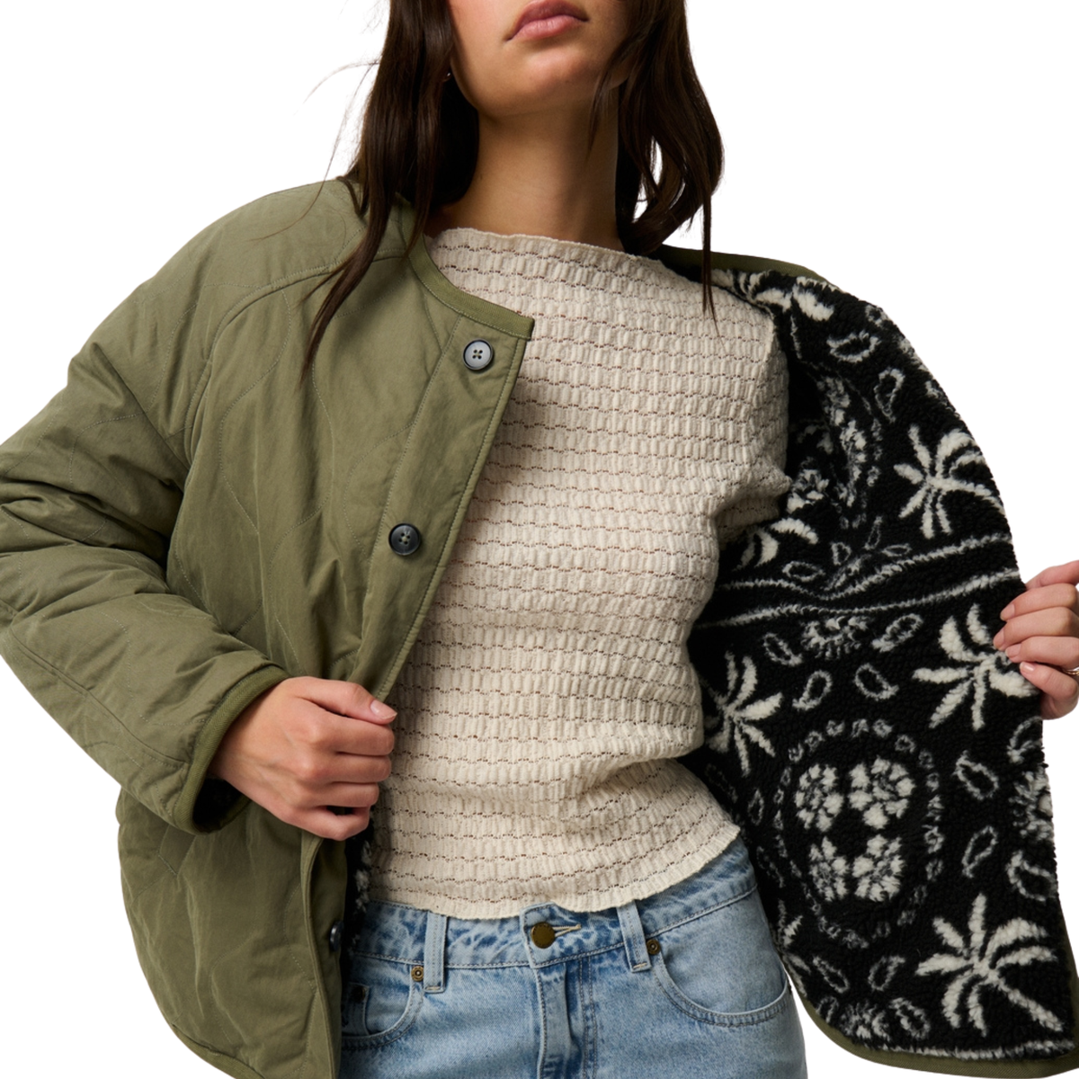Rip Curl Women's Bossa Nova Reversible Fleece Jacket Military Green 0854 047WJA