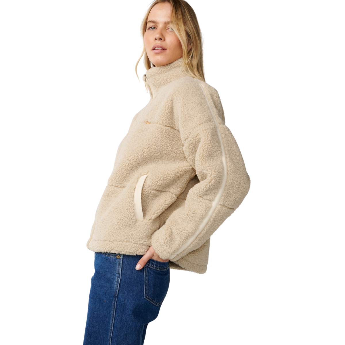 Rip Curl Women's Cala Nights Sherpa Full Zip Fleece (Natural)